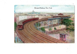 Cpa - New York - Elevated Railway - Train Suspendu échafaudage - - Transportes