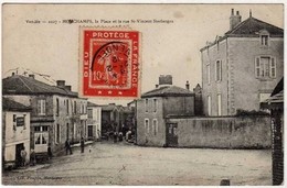 !!! PRIX FIXE : 10 C SEMEUSE SUR PORTE TIMBRE DIEU PROTEGE LA FRANCE, SUR CPA DE MOUCHAMPS - Storia Postale