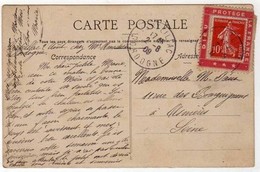 !!! 10 C SEMEUSE SUR PORTE TIMBRE DIEU PROTEGE LA FRANCE SUR CPA - Storia Postale