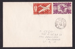 New Caledonia: Cover To USA, 1947, 2 Stamps, Liberation France, End Of War, Airplane, Bird (traces Of Use) - Covers & Documents