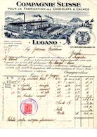 FATTURA CON MARCA DA BOLLO DA 20 CENT. - SPEDITA DA LUGANO A GRAGLIA (BI) IL 30.6.1916 - Revenue Stamps