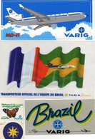 5 AUTOCOLLANTS  Compagnie Aérienne Brésilienne VARIG  AIRLINES - Transporteur Officiel De L'équipe Du Brésil - Stickers