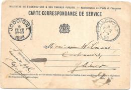 CARTE CORRESPONDANCE  DE SERVICE.. FRANCHISE ..1898...DE JODOIGNE A INCOURT....BE - Franchise