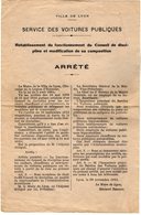 VP14.516 - Ville De Lyon 1923 - Affichette - Le Maire - Arrêté Concernant Le Service Des Voitures Publique à LYON - Afiches