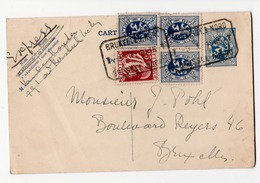 Entier & Express Avec Timbres Annulés Par Cachets Rectangulaires Bruxelles Nord 1935 - Abarten