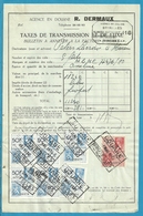 Fiscale Zegels 50 Fr + 40 Fr..TP Fiscaux / Op Dokument Douane En 1936 Taxe De Transmission Et De Luxe - Dokumente