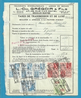 Fiscale Zegels 50 Fr + 20 Fr..TP Fiscaux / Op Dokument Douane En 1935 Taxe De Transmission Et De Luxe - Documents