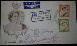 L) 1957 NEW ZEALAND, QUEEN ELIZABETH II, 9D GREEN, KING GEORGE VI, AIRMAIL, CIRCULATED COVER FROM NEW ZEALAND TO FRANCE, - Briefe U. Dokumente