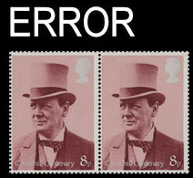 GREAT BRITAIN 1974 Prime Minister Sir Winston Churchill 8p PAIR ERROR:very Thick Pp GB - Variétés, Erreurs & Curiosités