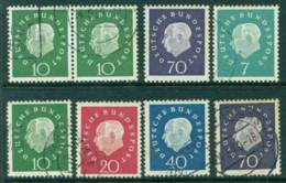 Germany 1959 Theodore Heuss Asst (8) MH/FU (lot22436) - Other & Unclassified