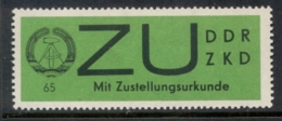 Germany DDR 1965 Registration Label Green MUH - Autres & Non Classés