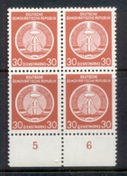 Germany DDR 1954 Official 30pf Blk4 MUH - Autres & Non Classés