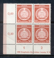 Germany DDR 1954 Official 30pf Blk4 MUH - Other & Unclassified