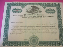 Share/ The American And European Guaranteed Mortgage And Sécurities Company/ DELEWARE/USA/ Vers 1920     ACT206 - Banco & Caja De Ahorros