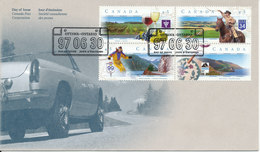 Canada FDC Ottawa - Ontario 30-6-1997 Canadian Panoramic Routes Complete Set Of 4 With Cachet - 1991-2000