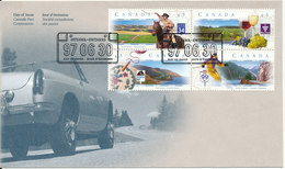 Canada FDC Ottawa - Ontario 30-6-1997 Canadian Panoramic Routes Complete Set Of 4 With Cachet - 1991-2000