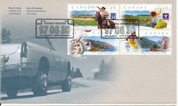 Canada FDC Ottawa - Ontario 30-6-1997 Canadian Panoramic Routes Complete Set Of 4 With Cachet - 1991-2000