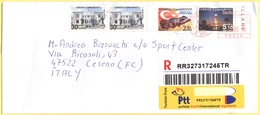 TURCHIA - TURKEY - 2018 - 4 Stamps + EMA, Red Cancel - Registered - Viaggiata Da Istanbul Per Cesena, Italy - Cartas & Documentos