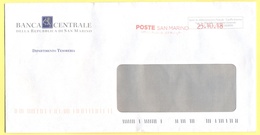 SAN MARINO - 2018 - P.P. + Ema, Red Cancel - Banca Centrale Della Repubblica Di San Marino - Viaggiata Da San Marino - Lettres & Documents