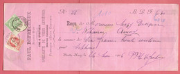 M - Reçu De Amay Par Amay Pour Defrecheux Vins&Spiritueux A Statte - Obl Huy(Nord) Le 16-Juin-1906 Sur 56 Et 74 - 1900 – 1949