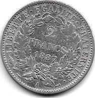 France 2 Francs 1887 A Km 817.1  Vf - 2 Francs