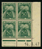 FRANCE - YT TAXE 80 ** - BLOC DE 4 TIMBRES NEUFS ** AVEC COIN DATE - Postage Due