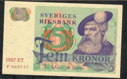 SWEDEN P51a 5 KRONOR 1967  AU-UNC. - Sweden