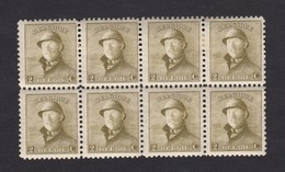 BELGIQUE 1919-20:   Timbres De 2c. De Type 'Albert 1er, Le Roi Soldat', Neufs En Bloc De 6 - Neufs