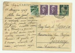 CARTOLINA POSTALE LIRE 2  CON AGGIUNTA DI 1 LIRA E 2 DA CENT. 50 - 1947  FG - Marcofilía