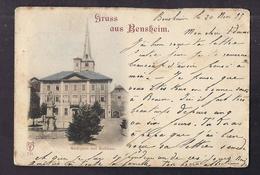 CPA ALLEMAGNE - BENSHEIM - GRUSS AUS - Marktplatz Und Rathhaus - TB PLAN EDIFICE CENTRE VILLE 1899 - Bensheim