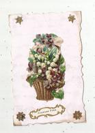 Cp, Fleurs ,carte à Rajout ,découpis ,dentelée ,joyeuse Fête , écrite ,corbeille - Fleurs