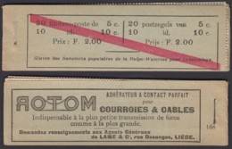 BELGIQUE 1914 CARNET A10a COUVERTURE VERTE Nº168 AU VERSO PUB "ROTOM"  COTE 240 €(DD) DC-2151 - 1907-1941 Alte [A]