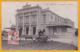 1911 - CPA De Tourane, Annam, Indochine Vers Le Caire, Egypte - Affranchissement 10 C Seul - Vue Théâtre Haiphong - Briefe U. Dokumente
