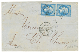 "Griffe AISNE" : 1866 Paire 20c(n°22) Obl. Etoile (frappe Trés Faible) + Cachet Linéaire AISNE Sur Lettre De PARIS Pour  - Autres & Non Classés