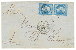 "Griffe AISNE" : 1866 Paire 20c(n°22) Obl. Etoile (frappe Trés Faible) + Cachet Linéaire AISNE Sur Lettre De PARIS Pour  - Other & Unclassified