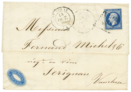 1856 20c(n°14) TTB Margé + Grand Cachet T.14 ST PERAY Sur Lettre Avec Texte. TB. - Andere & Zonder Classificatie