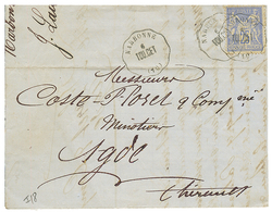 1877 25c SAGE Obl. Convoyeur NARBONNE/ TOU.CET Sur Lettre Pour AGDE. Cote 340€. TTB. - Altri & Non Classificati