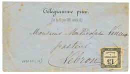 15c TAXE CARRE(def) Obl. T.17 VEBRON Sur Enveloppe TELEGRAMME. RARE. B/TB. - Autres & Non Classés