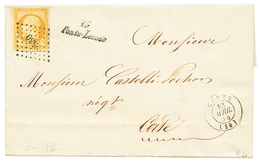 CORSE : 1854 10c (n°13e) Nuance CITRON Obl. PC 2530 + Cursive Rare 19 PONTE-LECCIA Sur Lettre Avec Texte Pour CORTE. RAR - Sonstige & Ohne Zuordnung