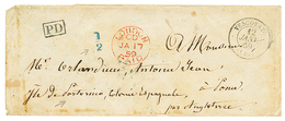 "CORSE Pour PORTO-RICO" : 1859 T.15 VESCOVATO + PD (port Payé En Numéraire) + Taxe Espagnole 1/2 Bleue Sur Enveloppe(pd) - Otros & Sin Clasificación