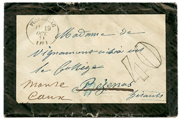 1871 T.16 FLORENCAC + Taxe 40 D.T Sur Enveloppe Pour PEZENAS. Rare. TTB. - Altri & Non Classificati