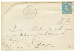 1870 20c(n°29) Pd Obl. GC 3708 + T.24 ST LAURENT-DES-EAUX Sur Lettre Pour DHUIZON. TTB. - Altri & Non Classificati