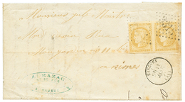 HAUTE LOIRE : 1871 Paire 10c BORDEAUX (n°43) Obl. GC 3315 + T.16 SAUGUES Sur Lettre Pour NIMES. TB. - Andere & Zonder Classificatie