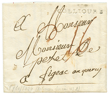 1784 COLLIOURE (Lenain N°2) Avec Texte Daté "WILLOUVRE". TB Date (antérieur Date Du Lenain). TTB. - Altri & Non Classificati