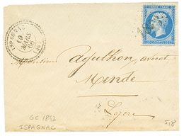 1866 20c(n°22) Obl. 1843 + T.22 ISPAGNAC Sur Env. Pour MENDE. Cote 340€. TTB. - Otros & Sin Clasificación