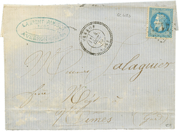 1870 20c(n°29) Obl. GC 4123 + T.24 VEBRON Sur Lettre(pd) Pour NIMES. Indice 19. TB. - Sonstige & Ohne Zuordnung