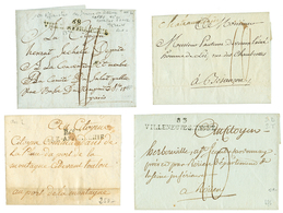 4 Lettres : 1791 "CHATEAU VILLAIN" Manus. + 68 VILLE AFFRANCHIE (x2) + 83 VILLENEUSE.VANNE. TB - Other & Unclassified