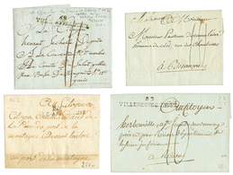 4 Lettres : 1791 "CHATEAU VILLAIN" Manus. + 68 VILLE AFFRANCHIE (x2) + 83 VILLENEUSE.VANNE. TB - Sonstige & Ohne Zuordnung