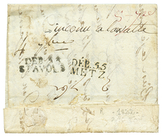 "Double DEBOURSES" : 1822 DEB. 55 ST AVOLD ( Indice 25) + DEB. 55 METZ (indice 18) + "INCONNU à LAVAL" Sur Lettre Avec T - Altri & Non Classificati