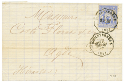 1876 25c SAGE Obl. Convoyeur Rare BOULETERNERE/B.PERP. + B.M Sur Lettre Avec Texte De PRADES Pour AGDE. Cote 500€. TTB. - Autres & Non Classés